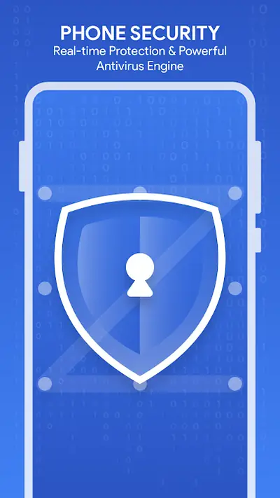 Security shield over a smartphone symbolizing antivirus and download protection